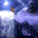 A shot from Suikoden's trailer, with two characters jumping from a cliff into the night.